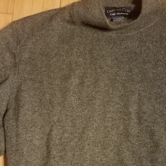 Charter Club 2ply cashmere grey mock turtl… - Picture 2 of 3